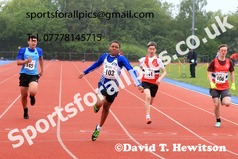 100 metres, 2026 North Eastern Track and Field Champs, Shildon, County Durham. Photo: David T. Hewitson/Sports for All Pics